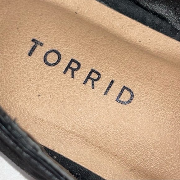 Torrid Women’s size 8.5 WW Double Strap Mary Jane Flat Faux Suede Black - Picture 6 of 9